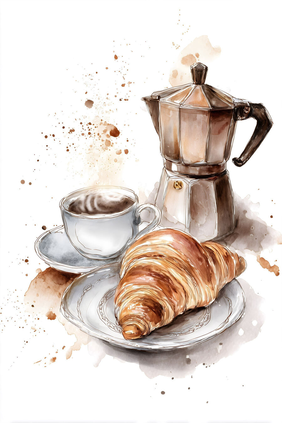 Bule e croissant — design completo