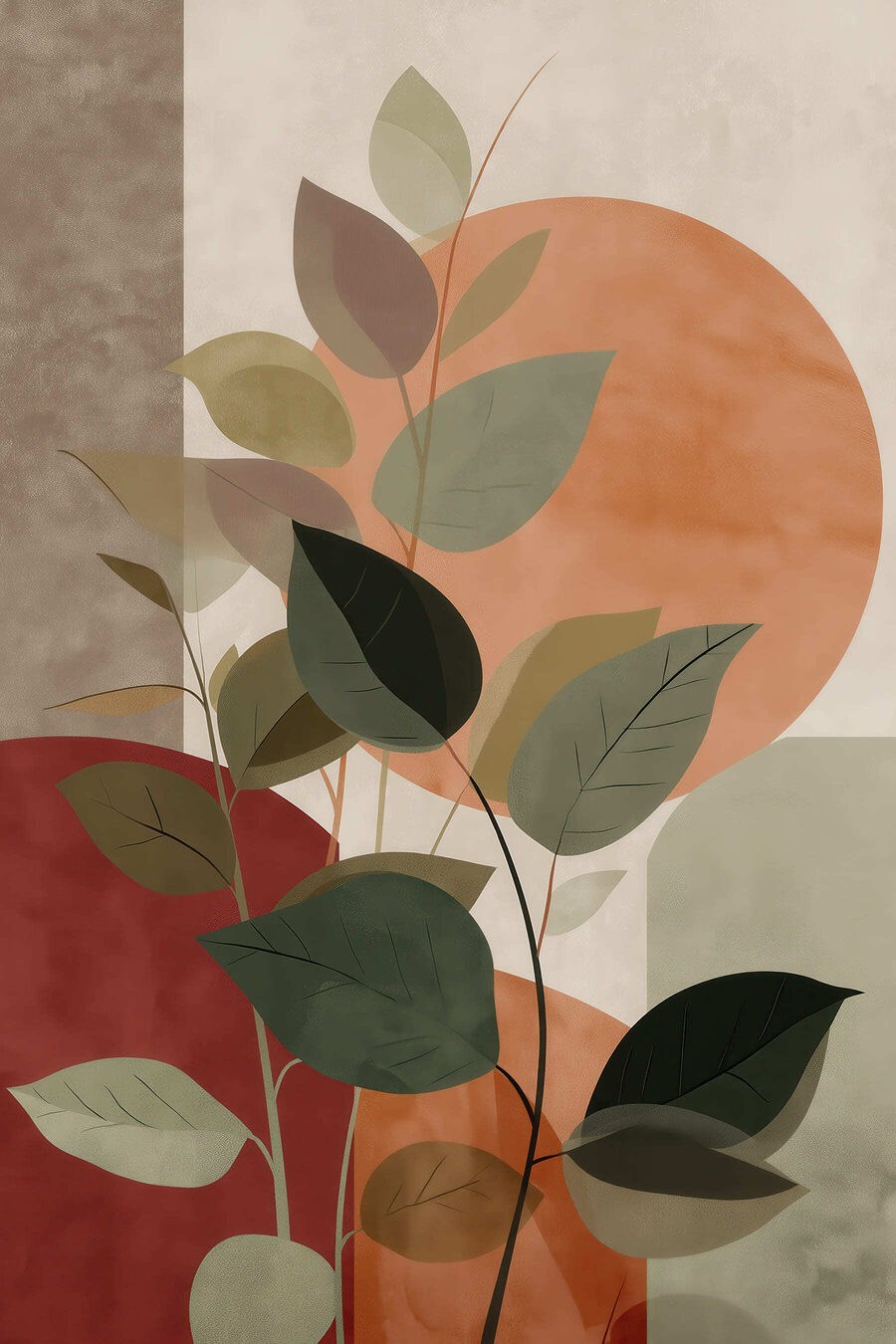 Folhas verdes sobre laranja — design completo