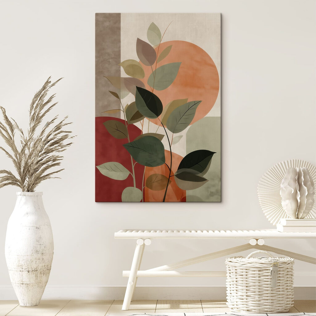 Folhas verdes sobre laranja — interior 1