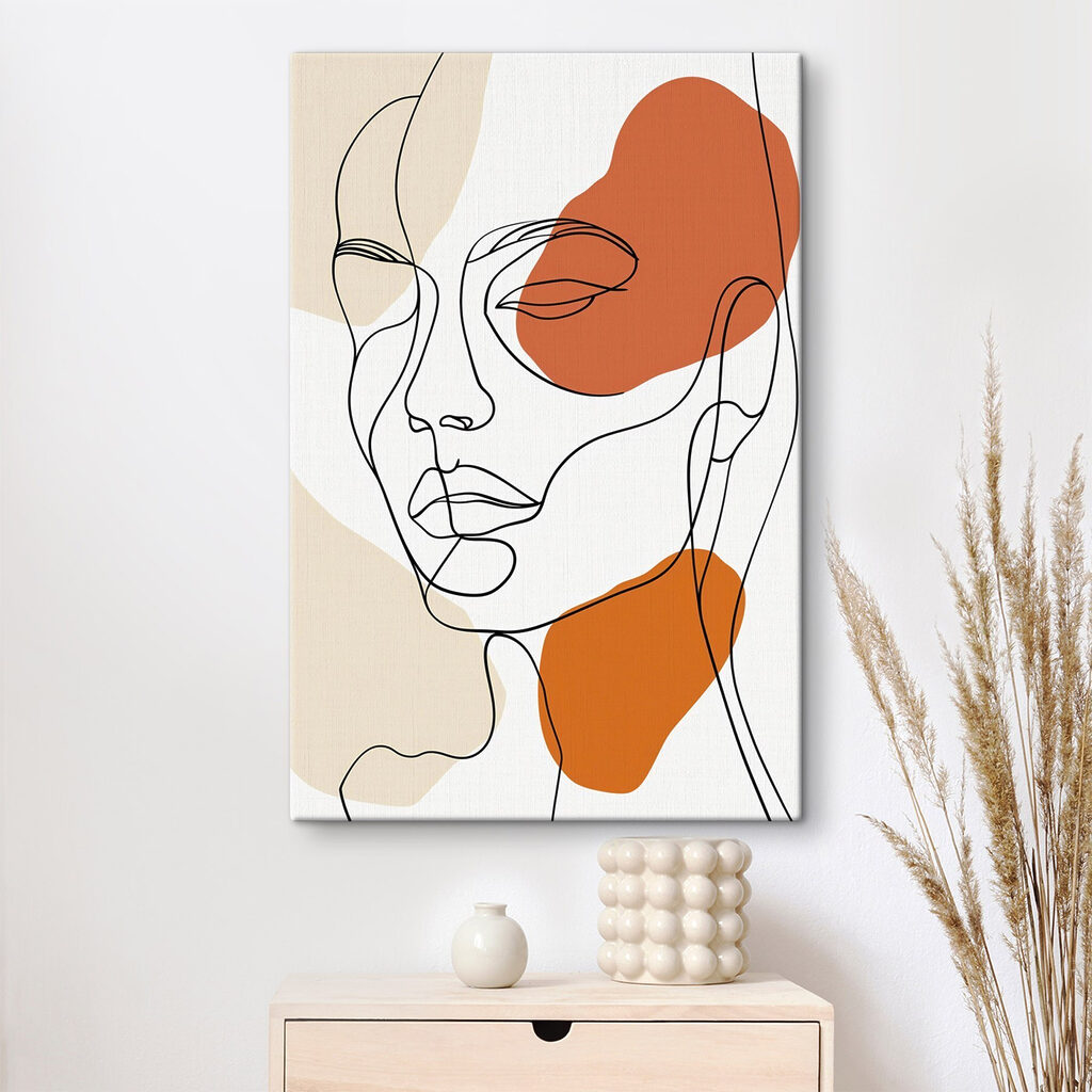 Rosto de linhas laranja — interior 2