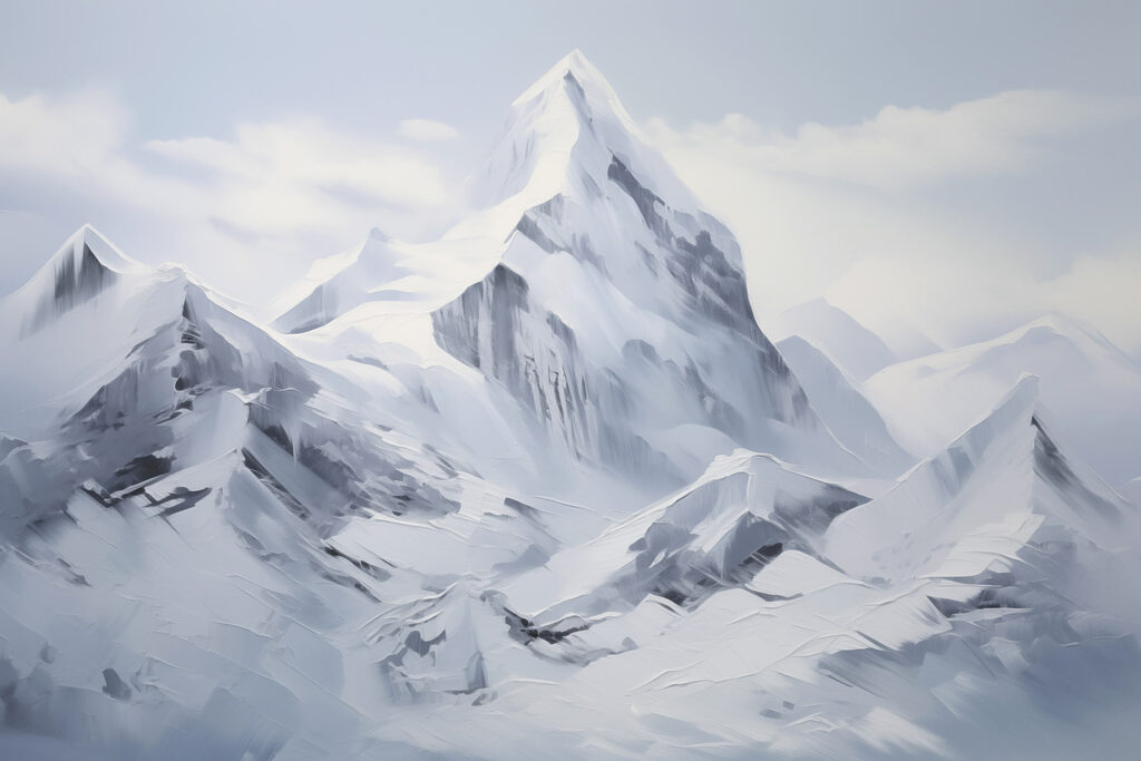 Cumes nevados no azul — design completo