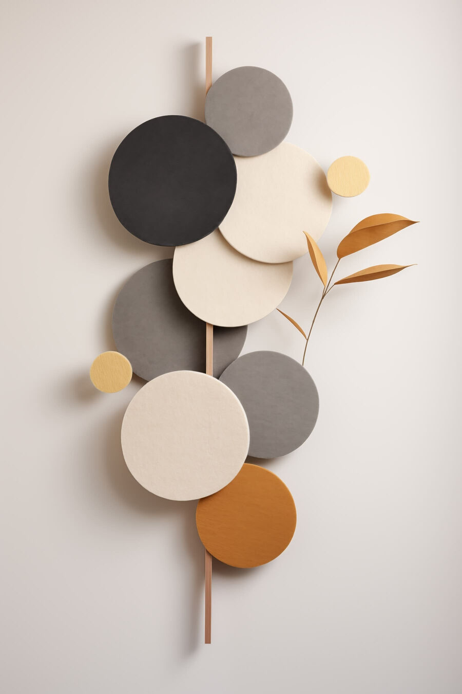Círculos com ramo ocre — design completo