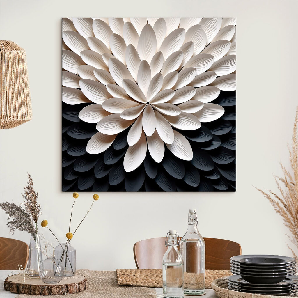Flor branca sobre preto — interior 3