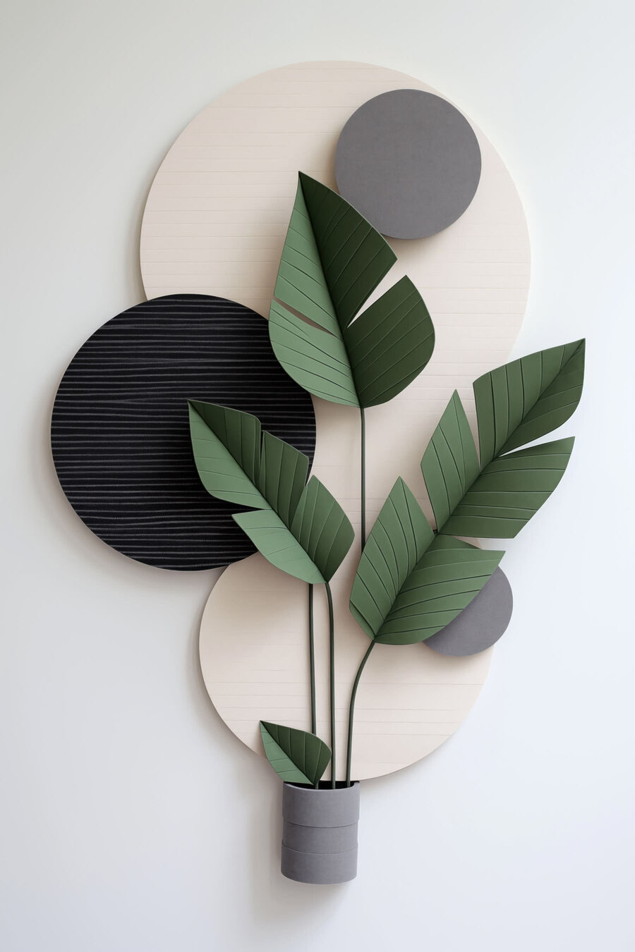 Ramo verde sobre círculos — design completo