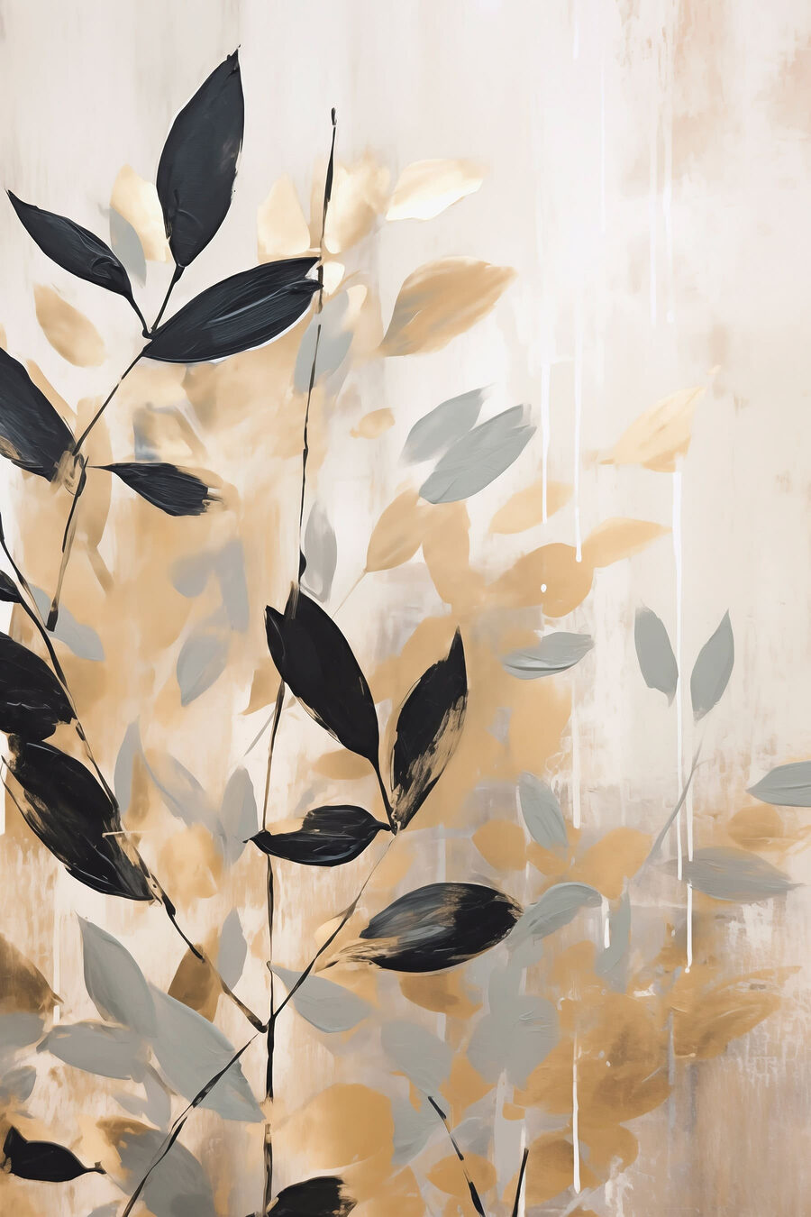 Folhas pretas em ocre — design completo