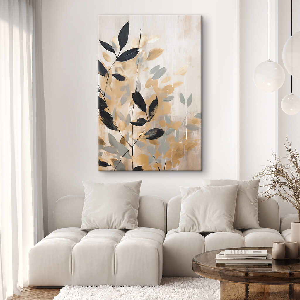 Folhas pretas em ocre — interior 2