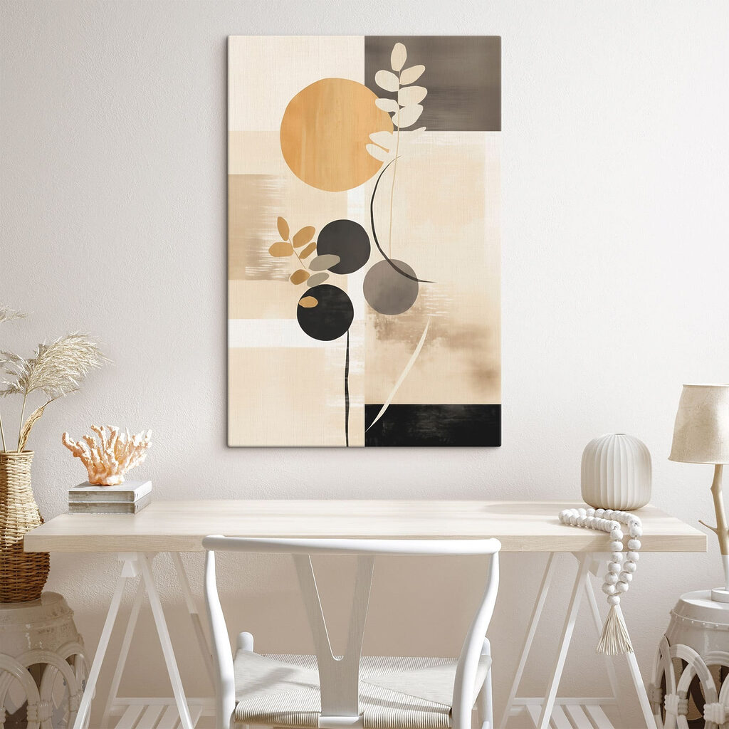 Ramo branco sobre círculos — interior 1