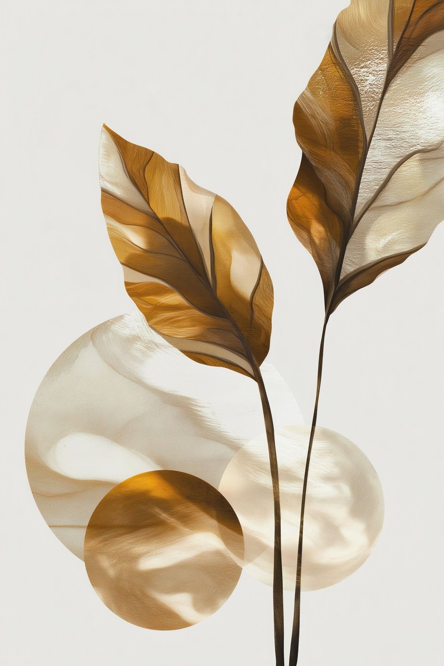 Folhas e círculos abstratos — design completo