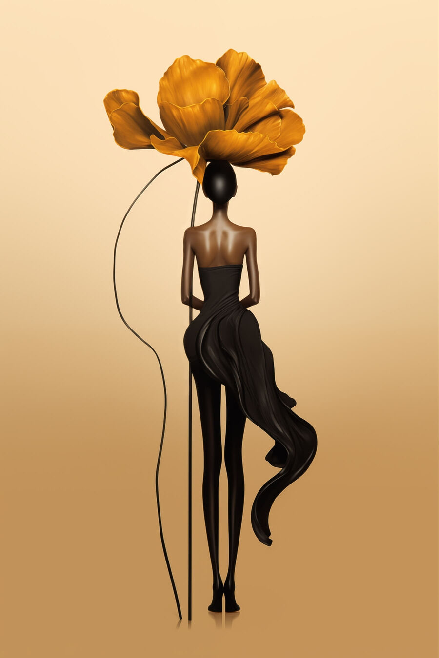 Mulher sob uma flor — design completo