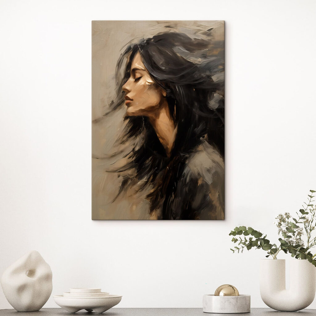 Cabelo escuro ao vento — interior 2