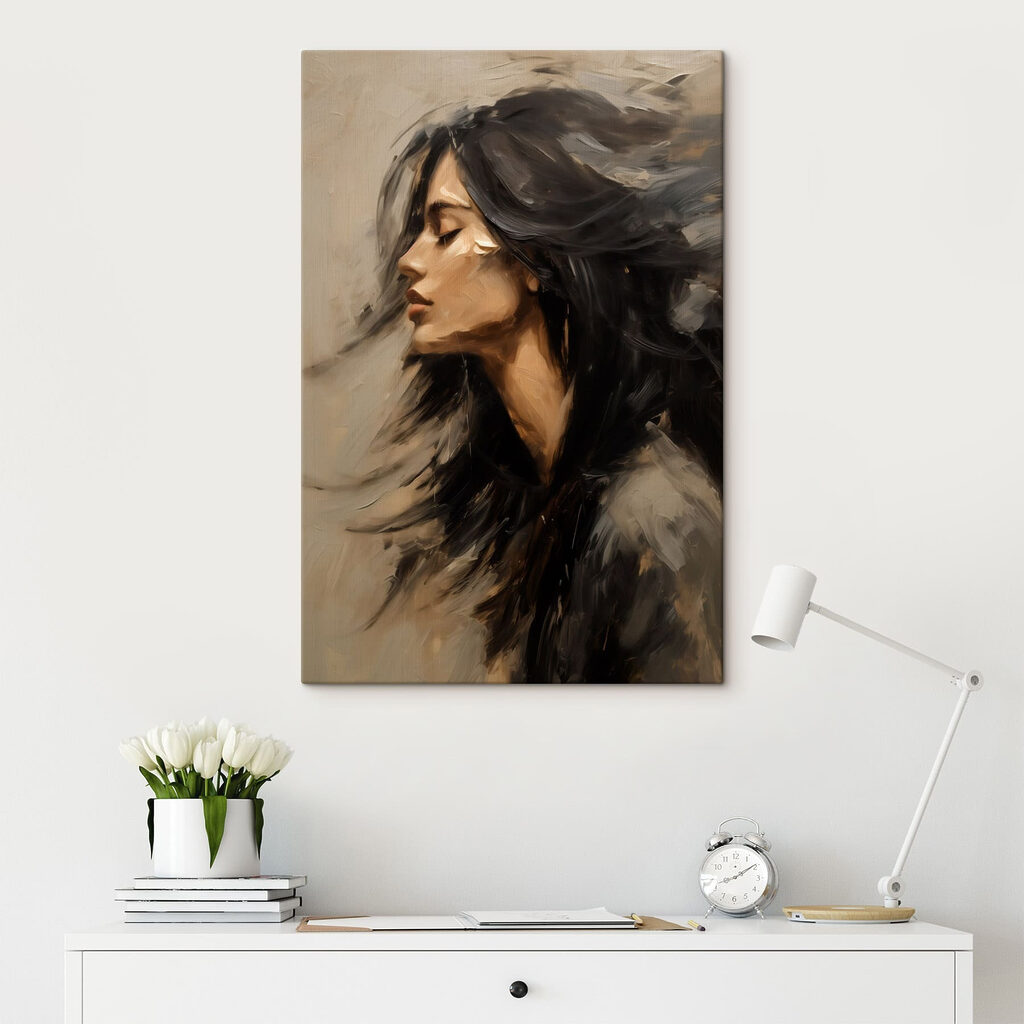 Cabelo escuro ao vento — interior 3