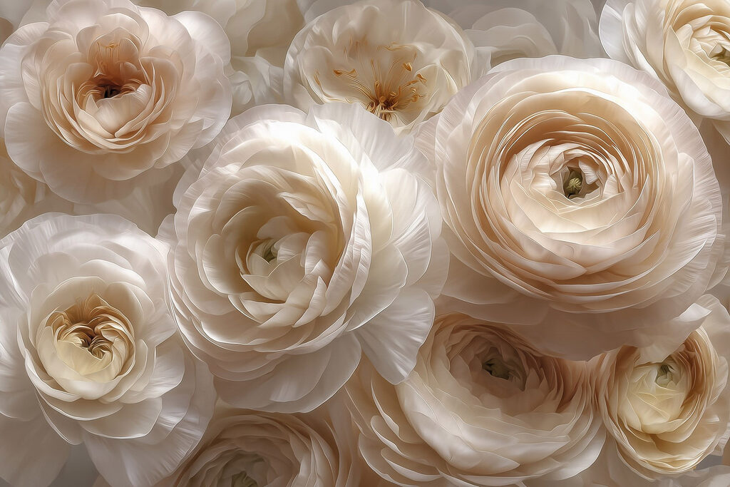 Flores brancas muito juntas — design completo
