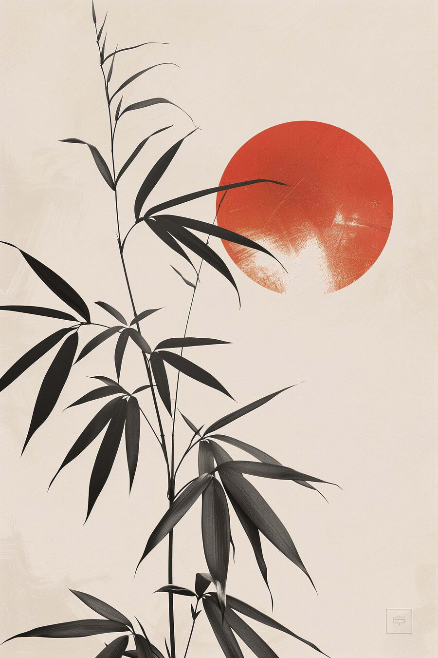 Bambu e sol vermelho — design completo
