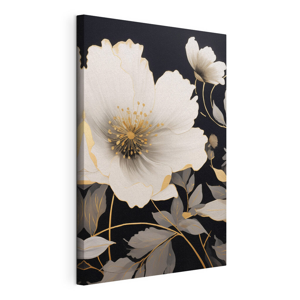 Flor grande com botões, tela esticada e borda contínua
