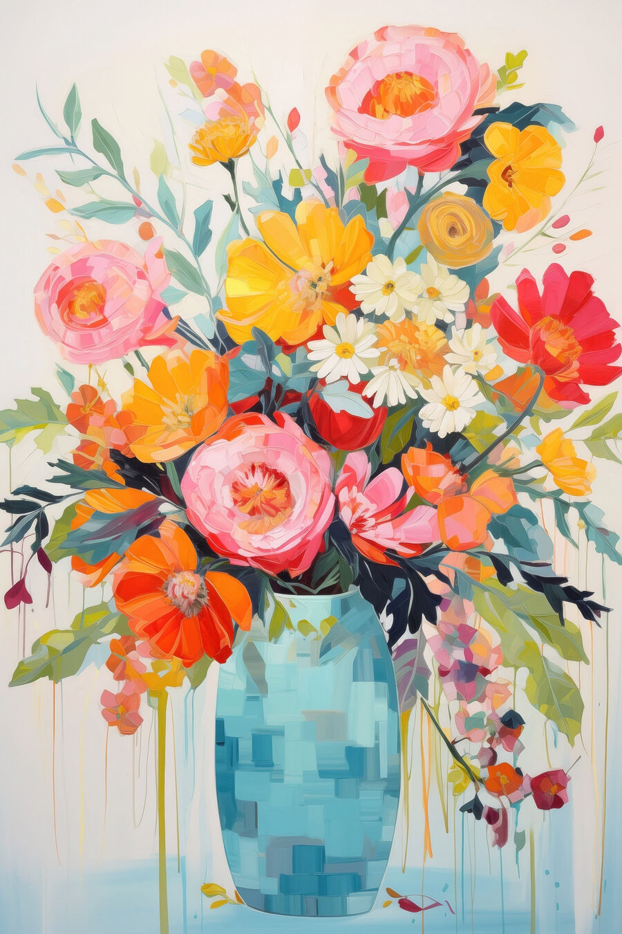 Flores coloridas em turquesa — design completo