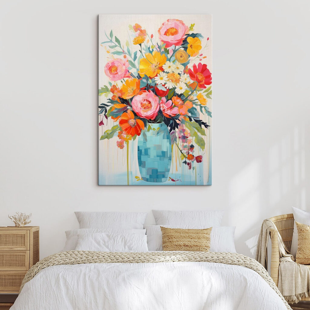 Flores coloridas em turquesa — interior 2