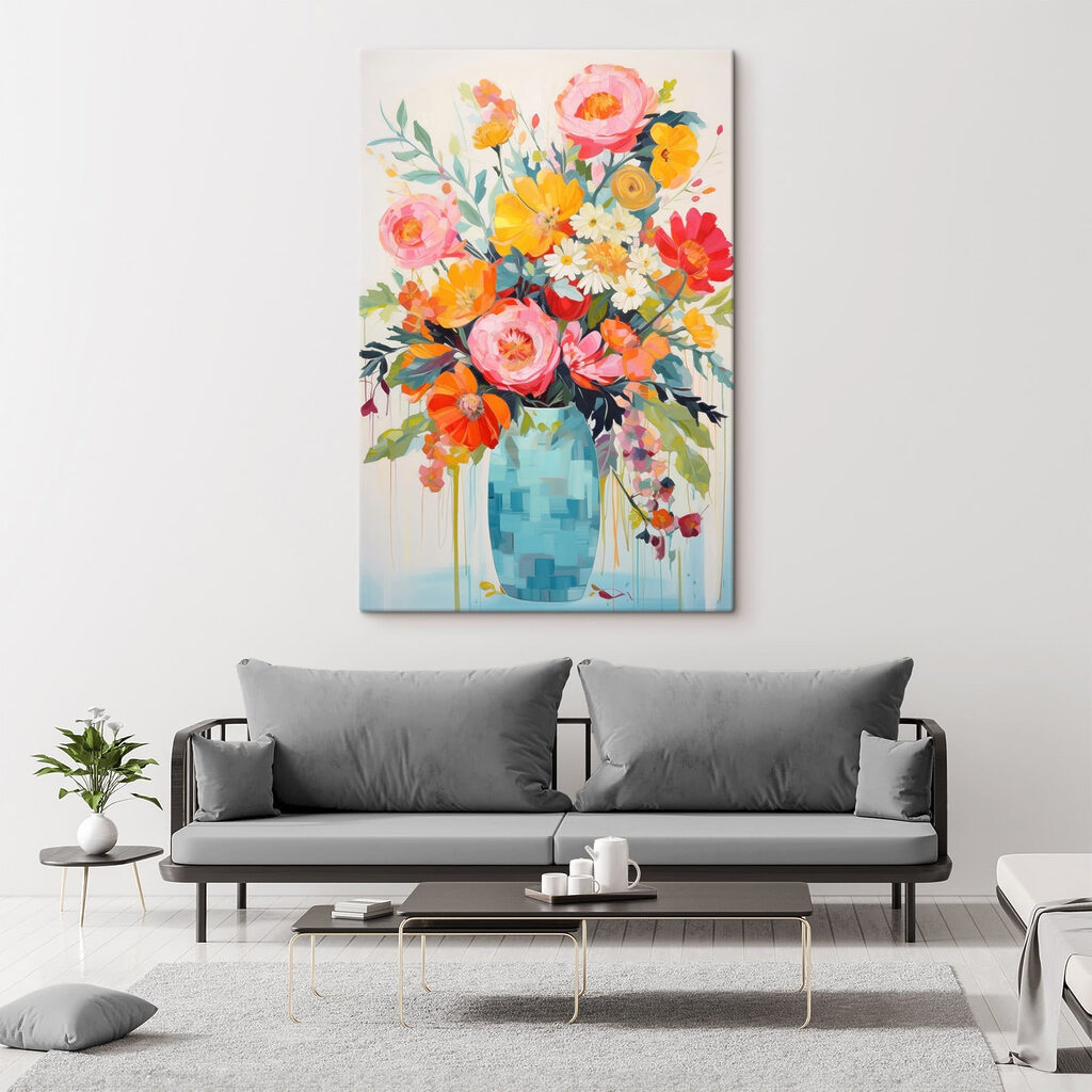 Flores coloridas em turquesa — interior 1