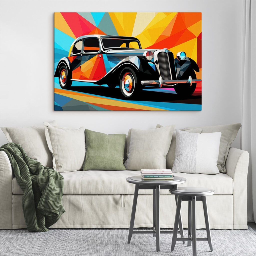 Carro clássico colorido — interior 1