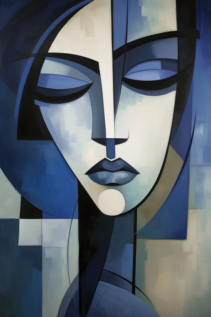 Retrato cubista em azul — design completo