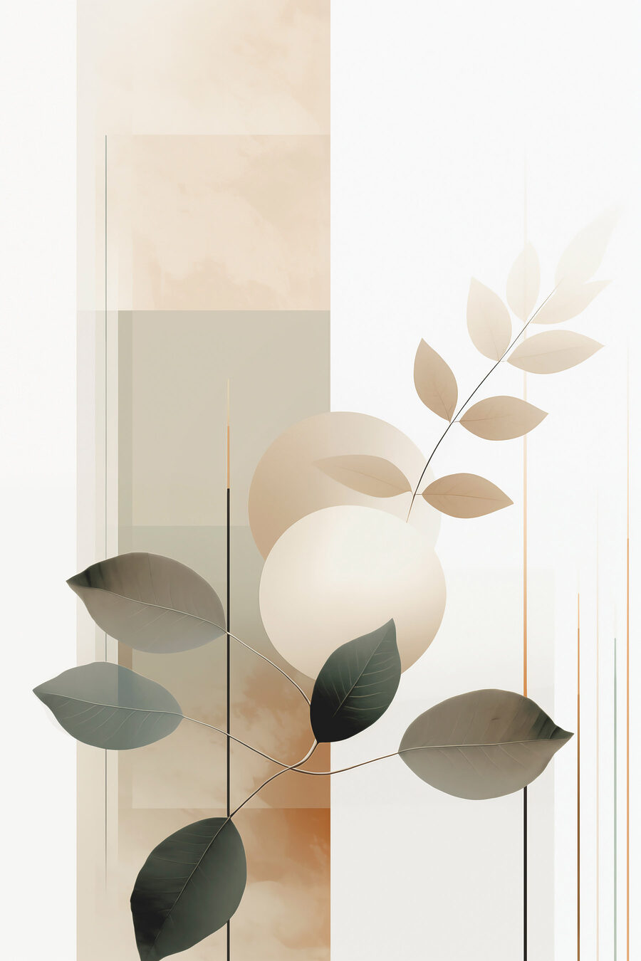 Folhas e formas pálidas — design completo