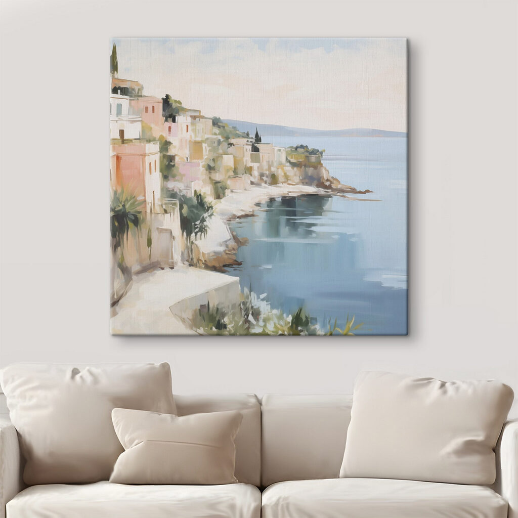 Caminho entre casas pastel — interior 2