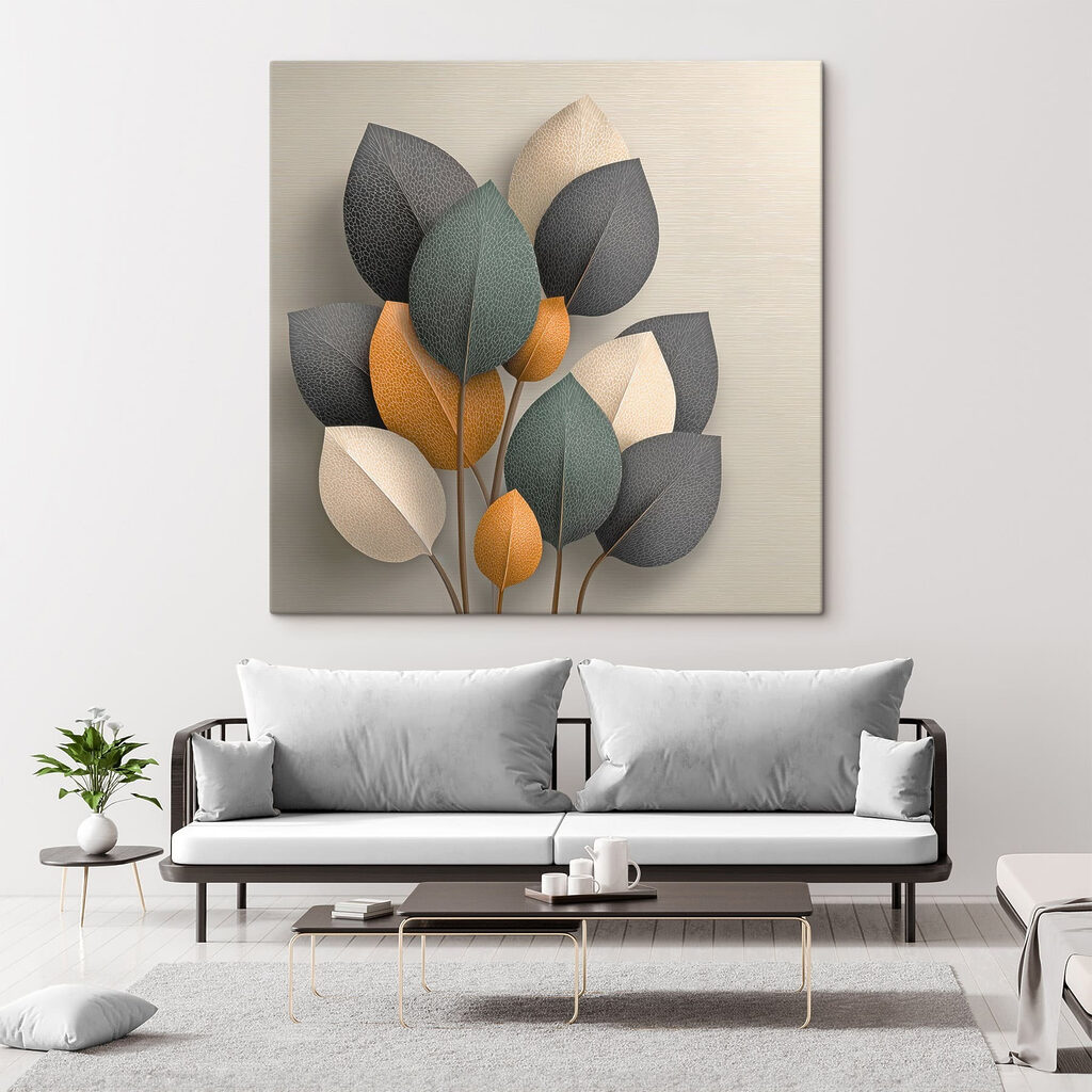 Folhas escuras em ocre — interior 1