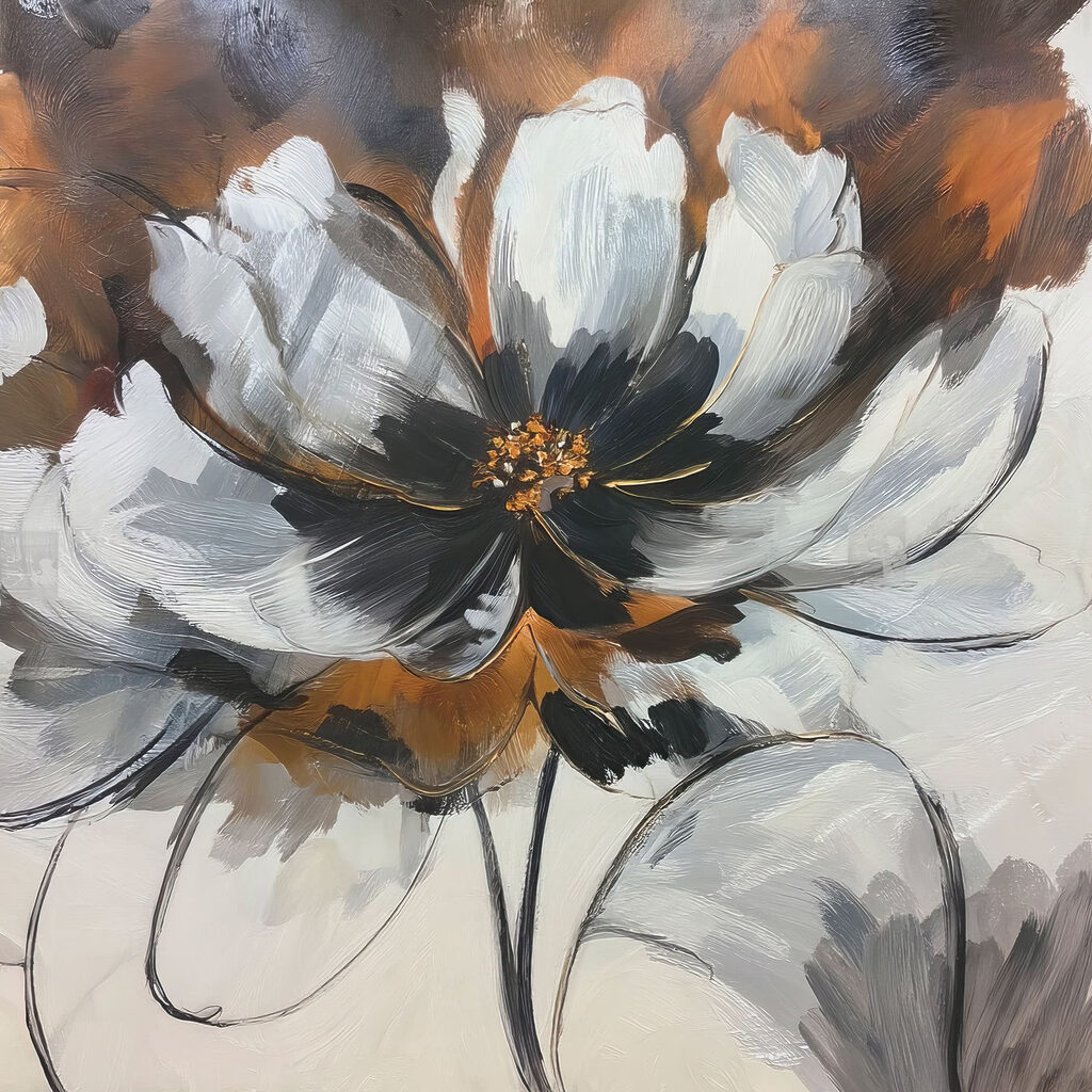 Flor branca em ferrugem — design completo