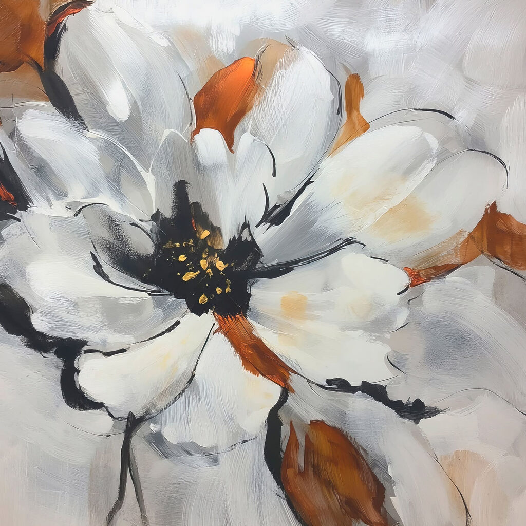 Flor branca com laranja — design completo