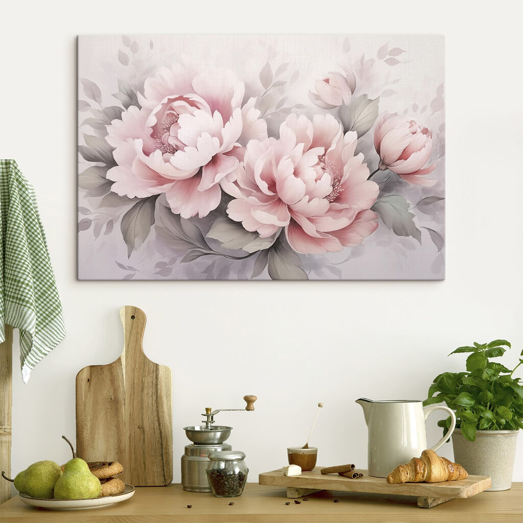 Peónias rosa entre cinzento — interior 2