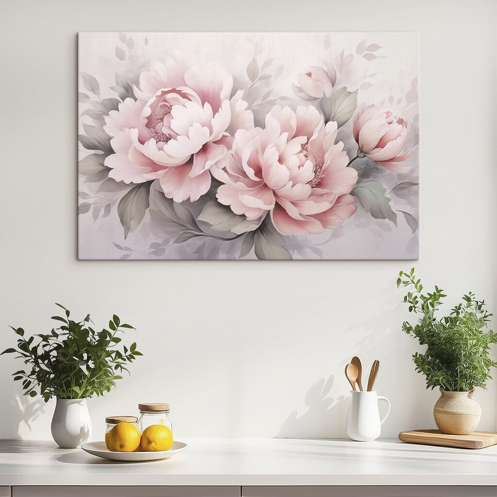 Peónias rosa entre cinzento — interior 1