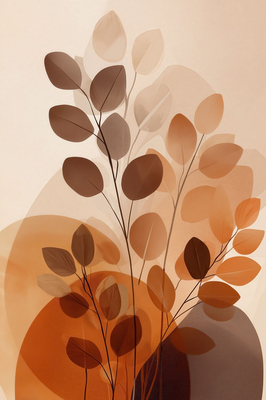 Folhas castanhas sobre laranja — design completo