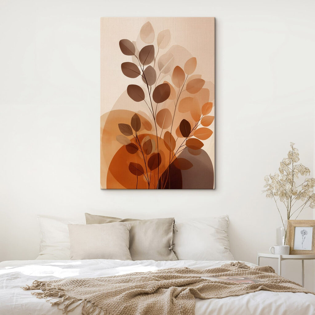 Folhas castanhas sobre laranja — interior 2