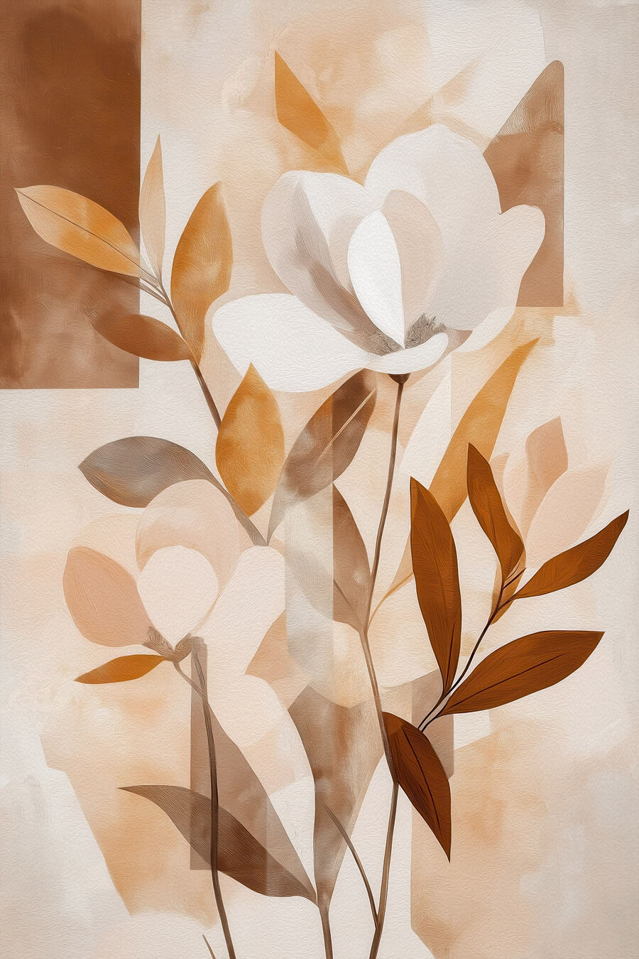 Flor única entre folhas — design completo