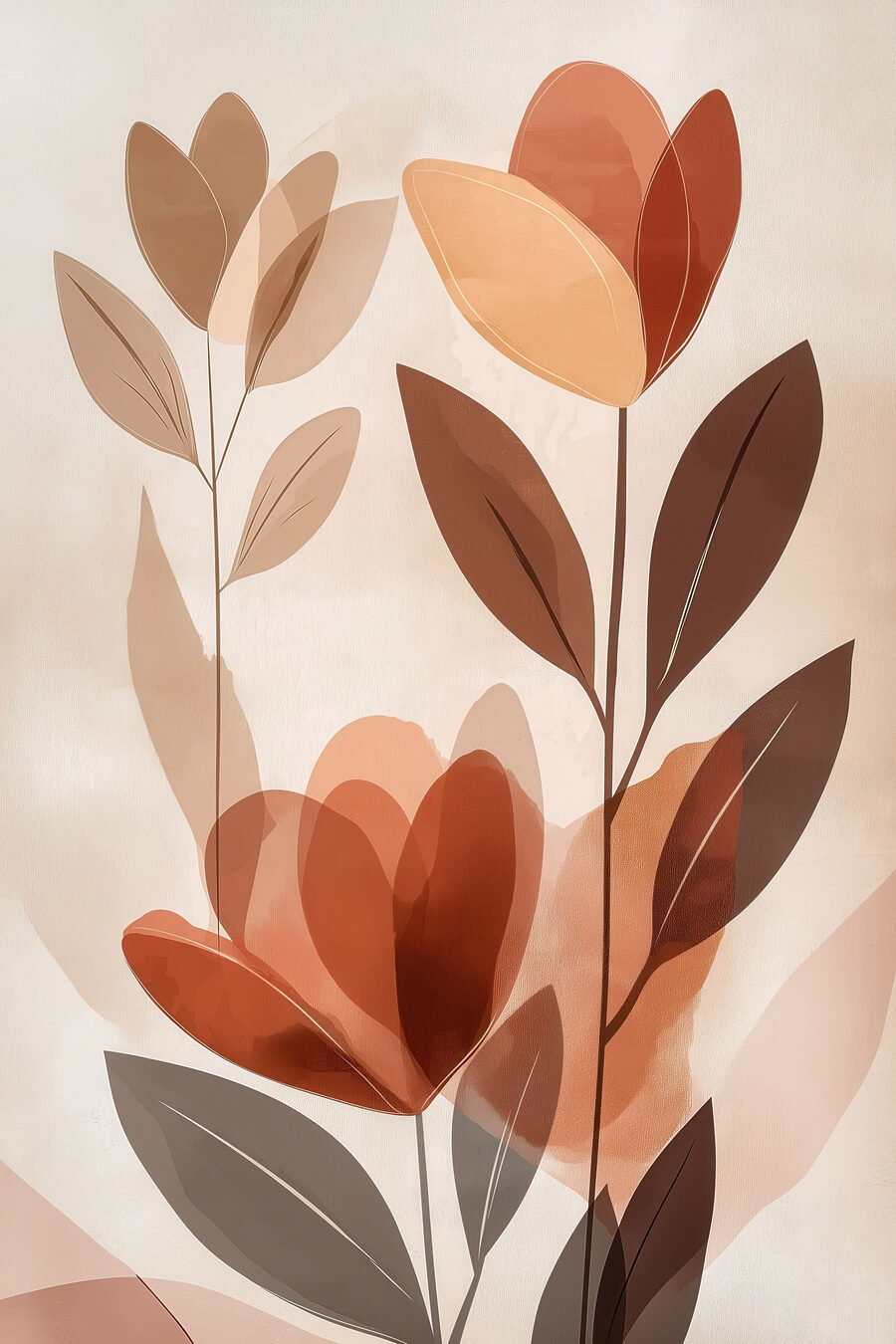 Flores ferrugem em hastes — design completo