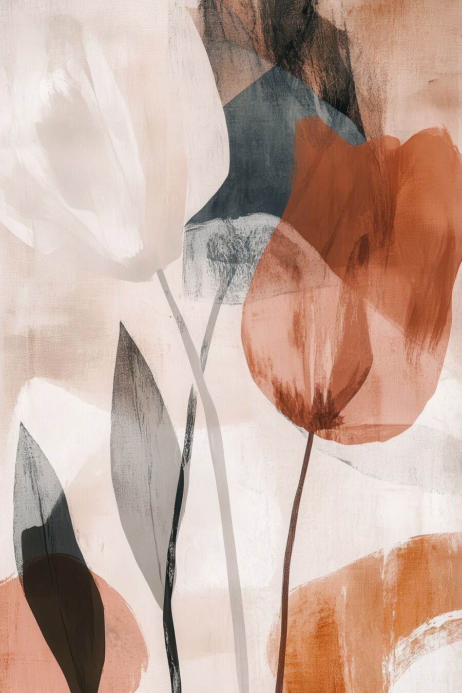 Flor terracota em bege — design completo