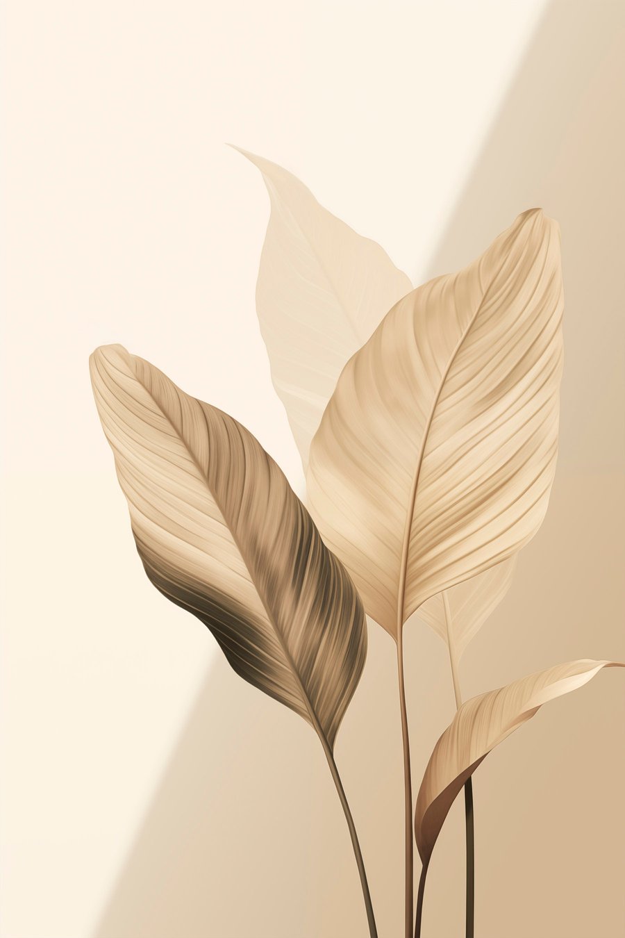 Folhas tropicais em bege — design completo