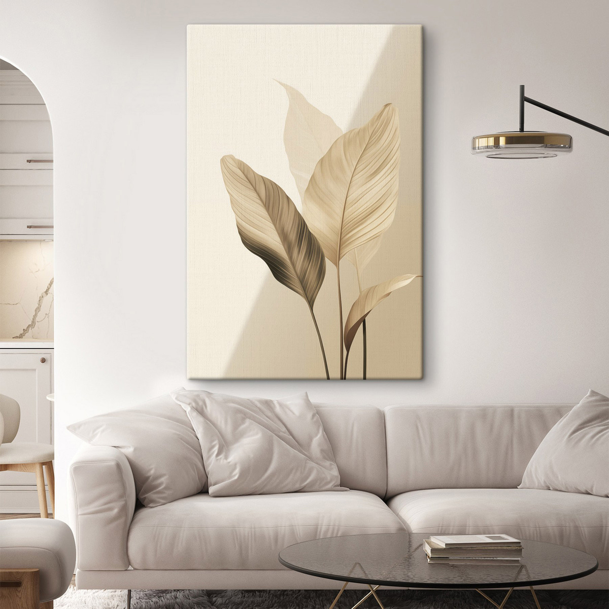 Folhas tropicais em bege — interior 2