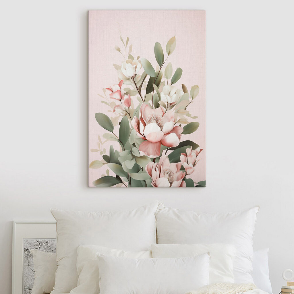 Magnólia rosa sobre verde — interior 2