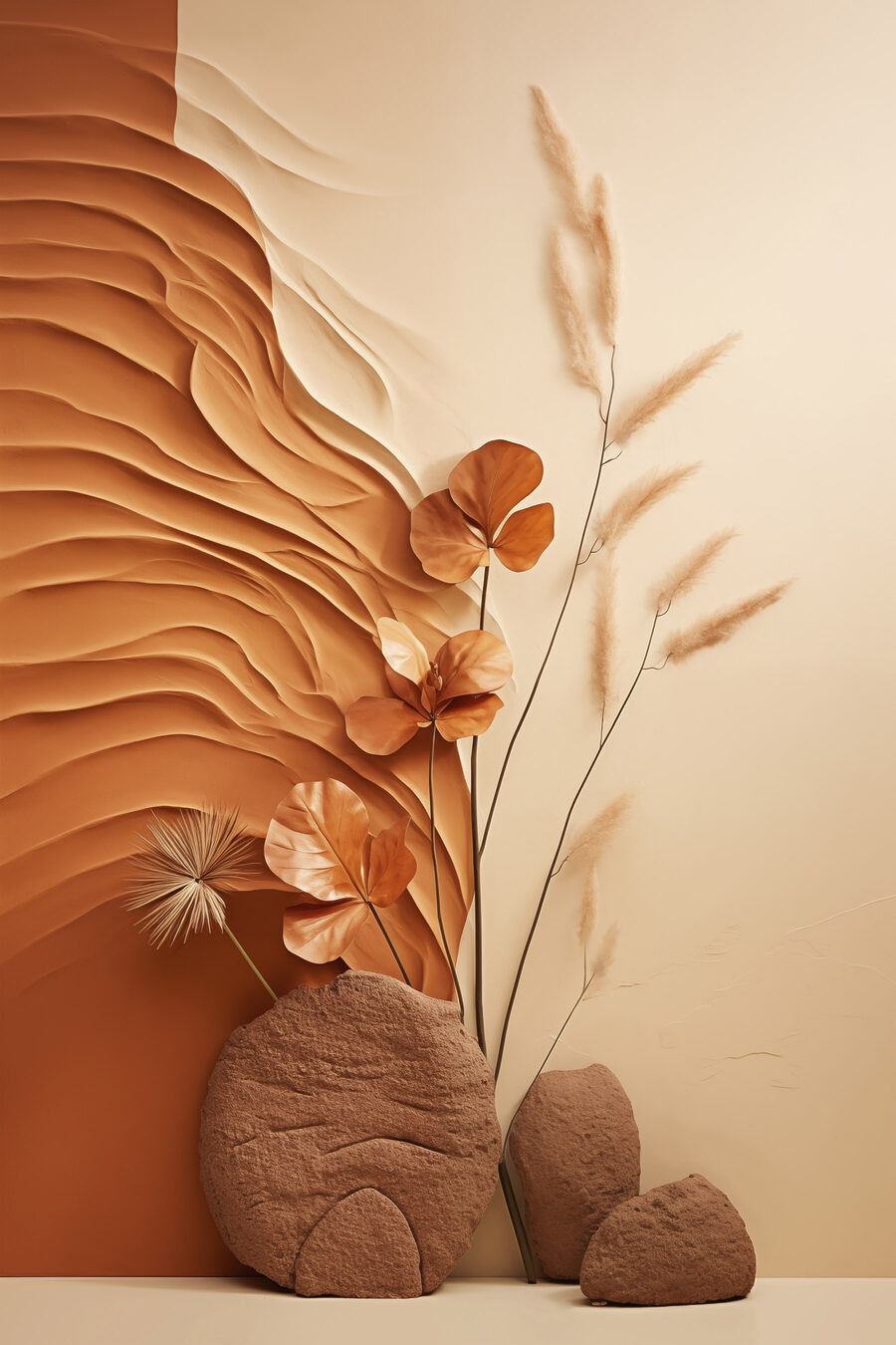 Ramos secos em terracota — design completo