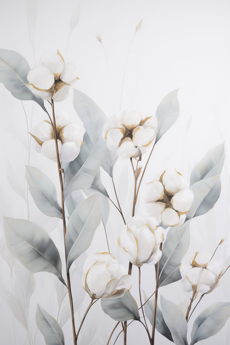 Algodão branco sobre folhagem — design completo