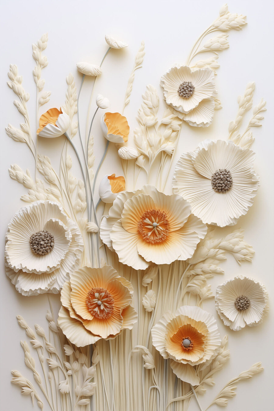Flores brancas e ocre — design completo