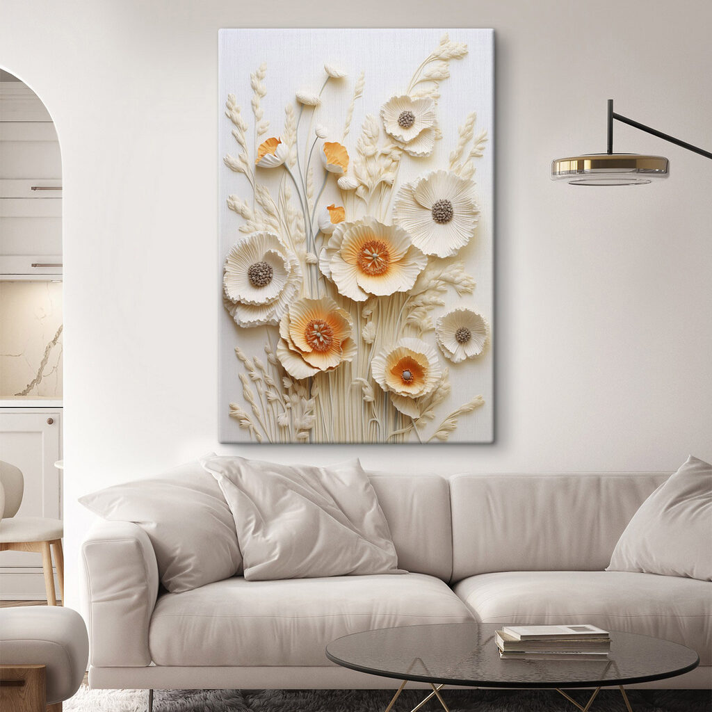 Flores brancas e ocre — interior 2