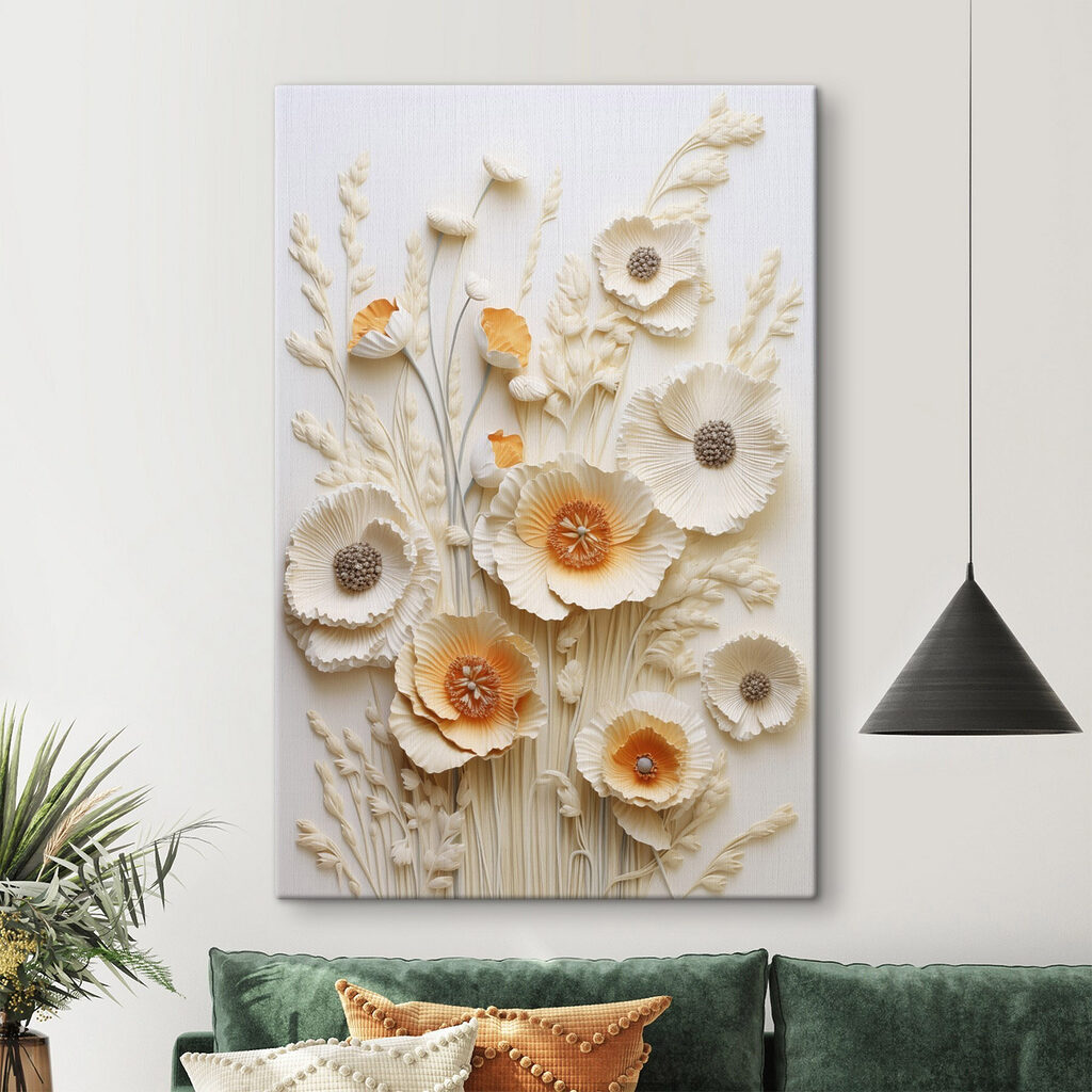 Flores brancas e ocre — interior 1