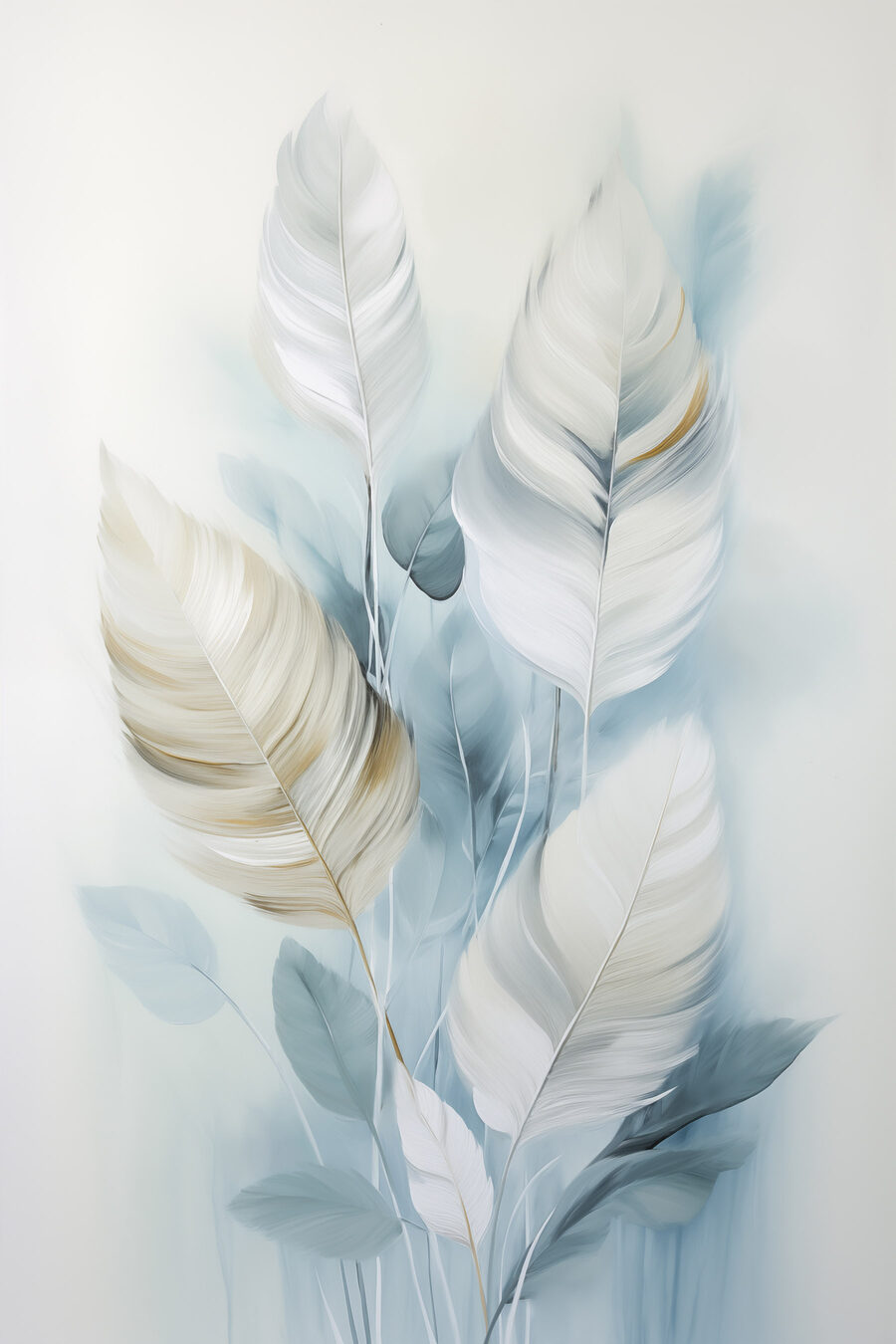 Folhas em azul pálido — design completo