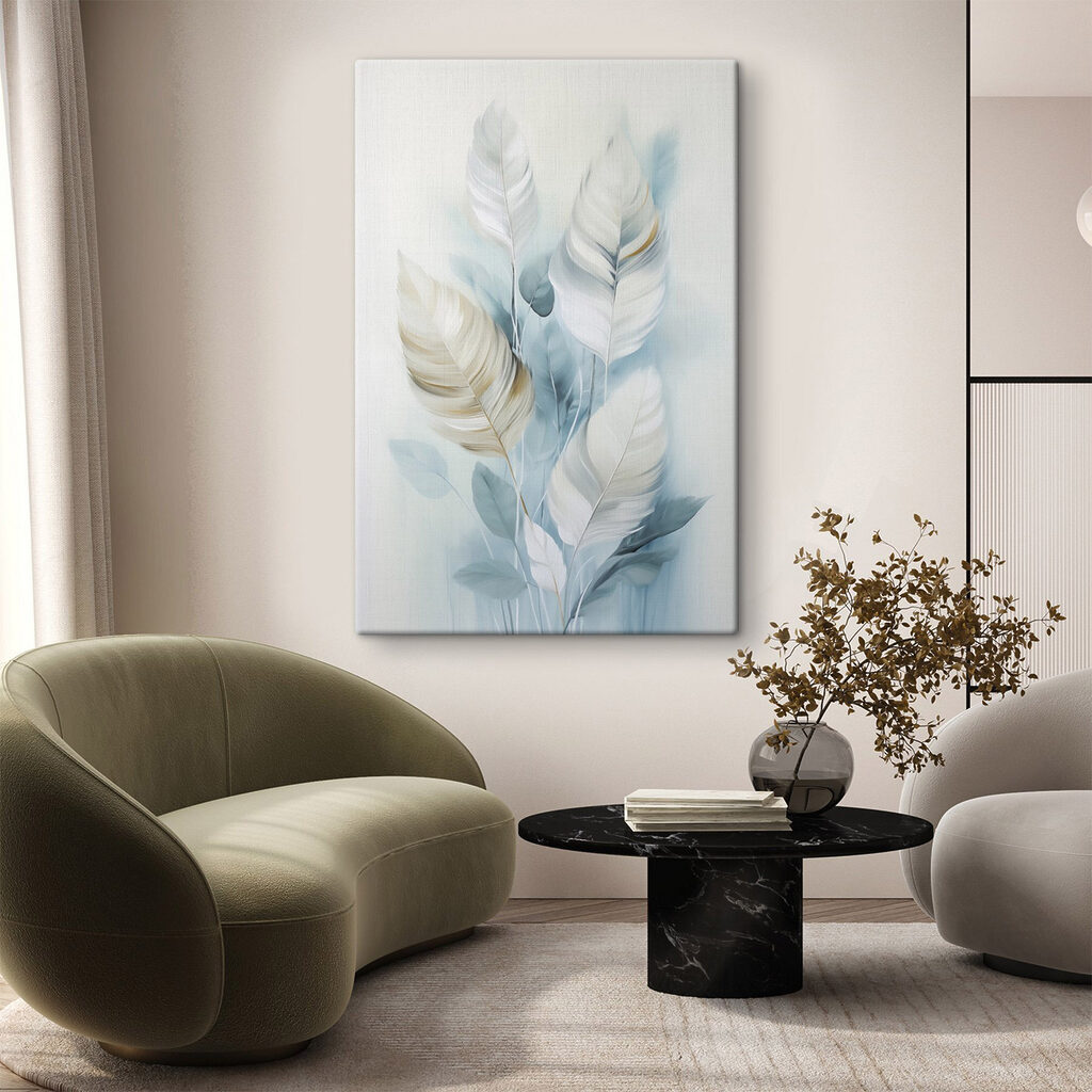 Folhas em azul pálido — interior 2