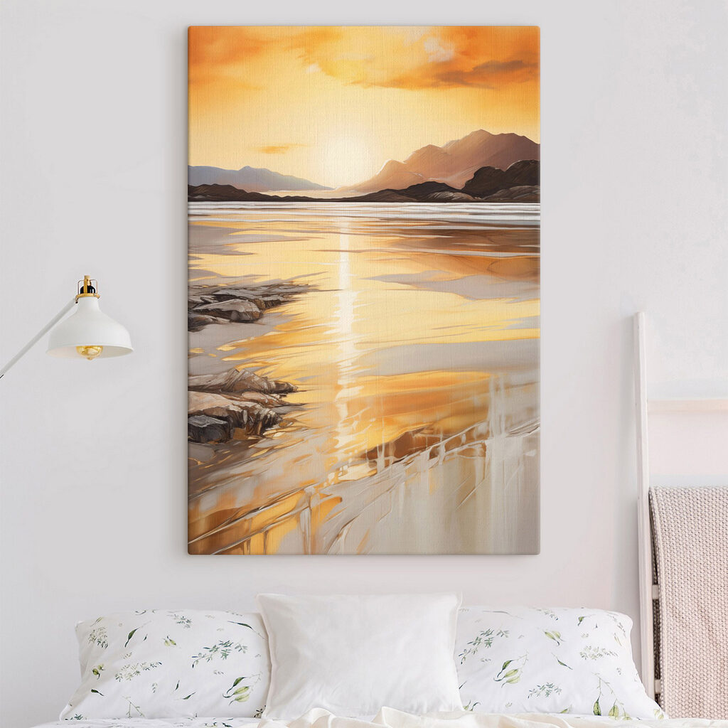 Entardecer dourado na água — interior 1