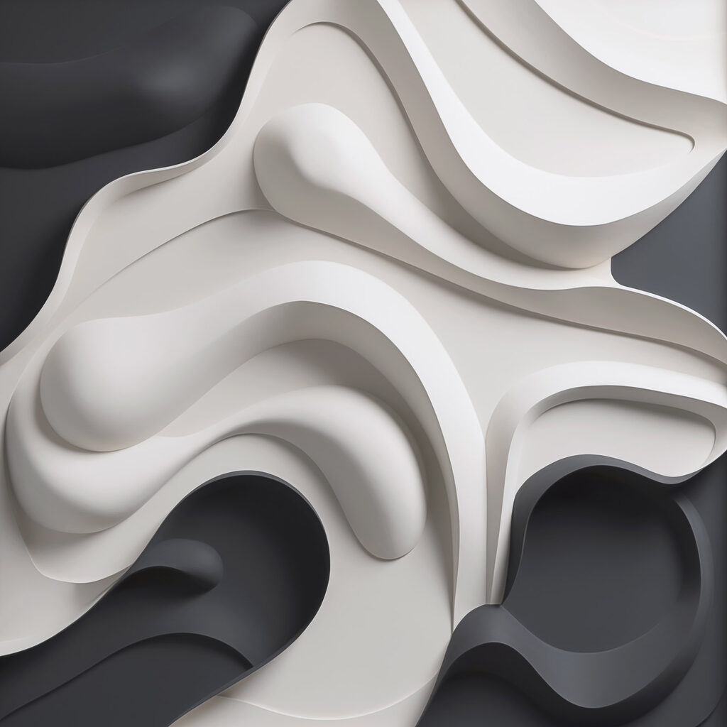 Curvas brancas sobre antracite — design completo