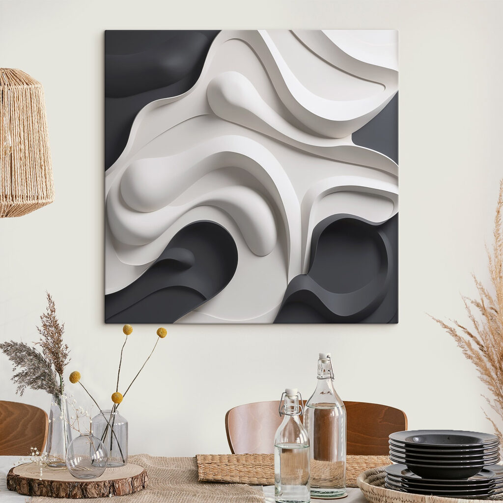 Curvas brancas sobre antracite — interior 2