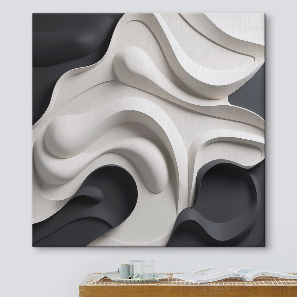Curvas brancas sobre antracite — interior 1