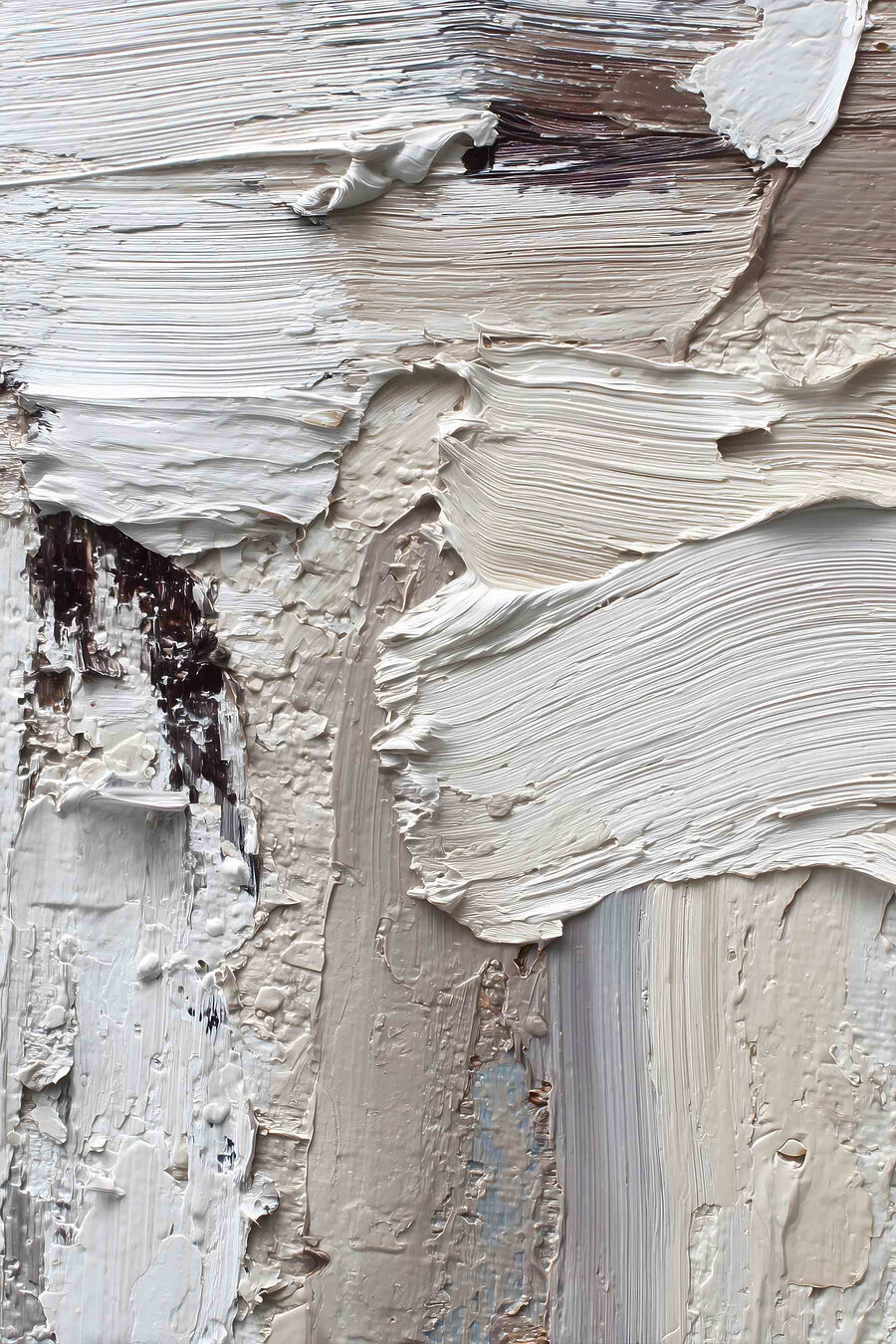 Pinceladas largas em cinzento-branco — design completo